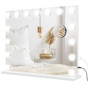 HOMCOM Oglindă de Machiaj cu LED-uri, 3 moduri de lumină, dimabilă, control tactil, USB, 58x48cm, Alb | Aosom Romania imagine