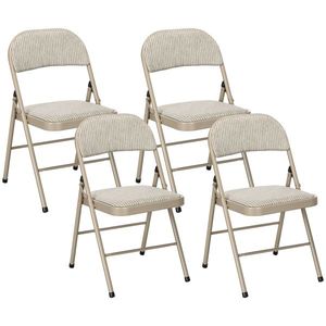 HOMCOM Lot de 4 scaune pliante scaune de sufragerie portabile cadru din oțel dim. 45l x 46A x 78Î cm bej | Aosom Romania imagine