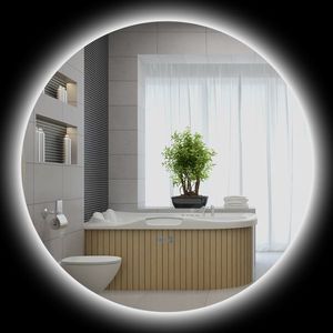 kleankin Oglindă rotundă luminoasă cu LED pentru baie Ø 80 cm murală cu iluminare comutator tactil sistem antiaburire | Aosom Romania imagine