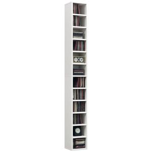 HOMCOM Depozite pentru CD-uri și DVD-uri cu 12 compartimente, capacitate maximă 204 CD-uri, 21 x 20 x 175 cm, alb | Aosom Romania imagine