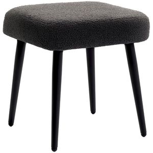 HOMCOM Taburet, suport pentru picioare, scaun captusit, aspect casmir, picioare din otel, 42 x 42 x 47 cm, Gri inchis | Aosom Romania imagine