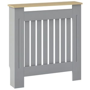 HOMCOM Cubier pentru Radiator din MDF pentru Living Dormitor Hol 78x19x83 cm Gri și Stejar | Aosom Romania imagine