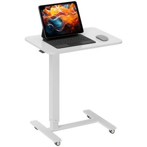 HOMCOM Birou in picioare reglabil in inaltime cu 4 roti C-Forma 65 cm x 48 cm x 73-110 cm Alb | Aosom Romania imagine