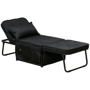 HOMCOM Fotoliu extensibil 4 în 1 cu spătar reglabil în 5 poziții, cu pernă 180 x 64 x 40 cm negru | Aosom Romania imagine