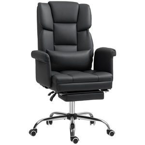 HOMCOM Scaun de birou ergonomic, înălțime reglabilă 48-56 cm, spătar reglabil, suport pentru picioare, Negru | Aosom Romania imagine