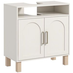 HOMCOM Mobilier baie sub chiuvetă mobilier sub chiuvetă dulap 2 uși cu raft reglabil 60 x 30 x 63 cm alb | Aosom Romania imagine