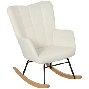 HOMCOM Scaun de leagăn din fildeș cu brațe, Scaun ergonomic cu roți de lemn, pentru camera de zi, dormitor, Alb | Aosom Romania imagine