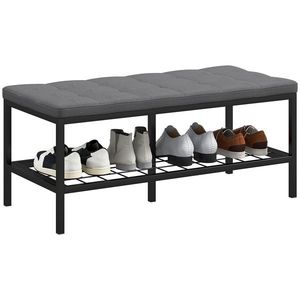 HOMCOM Banc de pantofi cu pernă rembursată și raft de depozitare, banc de intrare pentru hol, cameră, 90x41x40 cm, gri | Aosom Romania imagine