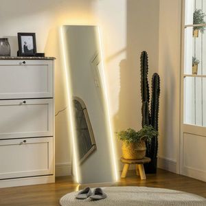 HOMCOM Oglindă întreagă cu LED-uri, control tactil, reglabil, fără ramă, 40 x 150 cm | Aosom Romania imagine
