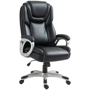 HOMCOM Fotoliu de birou fauteuil de bureau cu funcție de balans role pivotante 360° 66 x 75, 5 x 115, 5-124, 5 cm negru | Aosom Romania imagine