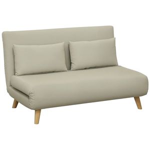 HOMCOM Canapea de dormit Canapea de relaxare Canapea Canapea, inclusiv 2 perne, Material de Catifea, 130 x 78 x 79 cm, Bej | Aosom Romania imagine