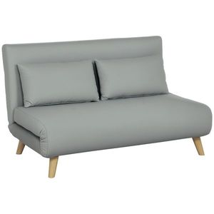 HOMCOM Canapea extensibilă Relaxsofa Sofa, inclusiv 2 perne, aspect de catifea, 130 x 78 x 79 cm, Gri deschis | Aosom Romania imagine