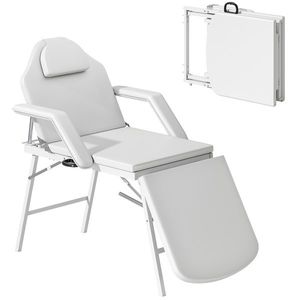 HOMCOM Masa de masaj portabilă, masa de masaj pliabilă cu acoperire din piele ecologică, capitonaj din spumă, cadru din oțel, alb | Aosom Romania imagine