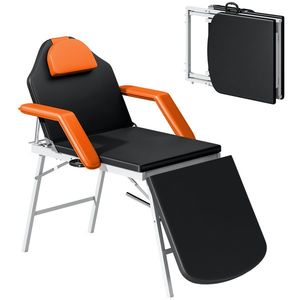 HOMCOM Masa Masaj Pliabilă Portabilă de 3 Zone cu Spătar Reglabil Suport pentru Cap Brațe Detașabile 182x82x68 cm Portocaliu | Aosom Romania imagine