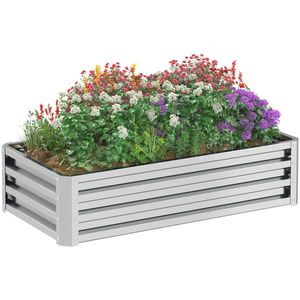 Outsunny Pat inalt Pflanzkasten, rezistent la intemperii, sol deschis, otel galvanizat, 120 cm x 60 cm x 30, 5 cm, Argintiu | Aosom Romania imagine