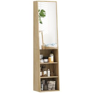 HOMCOM Mobilier baie coloană trapezoidal cu ușă oglindă, raft 6 nivele, 40 x 30 x 165 cm | Aosom Romania imagine