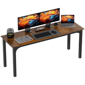 HOMCOM Masa de birou, masa de calculator, design rustic, spațiu generos, placaj, maro | Aosom Romania imagine