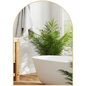 HOMCOM Oglindă murală curbată oglindă de baie cu cadru din aliaj de aluminiu pentru dormitor living intrare 50 × 70 cm aur | Aosom Romania imagine