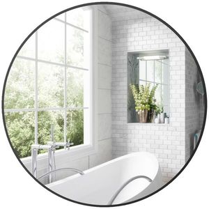 HOMCOM Oglinda rotunda oglinda baie cadru metalic usor de instalat, pentru dormitor, living, intrare, Ø 70 x 2, 5 cm negru | Aosom Romania imagine