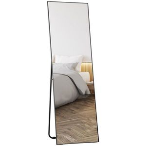 HOMCOM Oglindă de Podea Corp Întreg Autoportantă sau de Perete 50x160 cm Neagră | Aosom Romania imagine