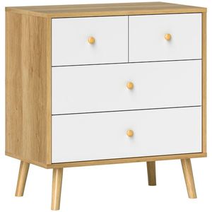 HOMCOM Cofraj cu 4 Sertare cu Finisaj Elegant și Capacitate Mare de Depozitare 60x35x65 cm Stejar și Alb | Aosom Romania imagine