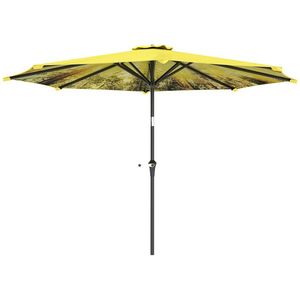 Outsunny Umbrelă de soare Ø300 cm, Umbrelă de soare cu manivelă, Umbrelă octogonală pentru Balcon, Galben | Aosom Romania imagine