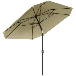 Outsunny Umbrelă de soare de 2, 3 m fără bază, umbrelă de terasă reglabilă cu manivelă, poliester, aluminiu, fibră de sticlă, bej | Aosom Romania imagine