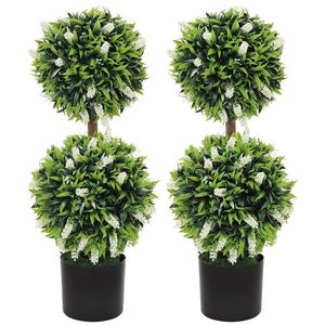 HOMCOM Set 2 plante artificiale, rezistente la UV, în ghiveci cu flori, 70 cm plantă de interior pentru sufragerie, grădină | Aosom Romania imagine