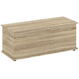 HOMCOM Cutie de depozitare, banc de depozitare cu capac rabatabil și balamale de siguranță, 100 x 40 x 40 cm, natural | Aosom Romania imagine