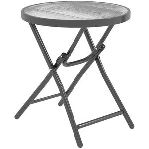 Outsunny Masa de cafea rotundă bistro pentru grădină Ø 60 x 50H cm pliabilă din metal negru cu blat de sticlă temperată negru | Aosom Romania imagine