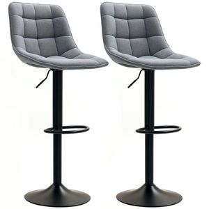 HOMCOM Scaun de bar modern, set de 2 scaune rotative cu spătar, reglabil pe înălțime, cu suport pentru picioare, tapițat, Gri închis | Aosom Romania imagine