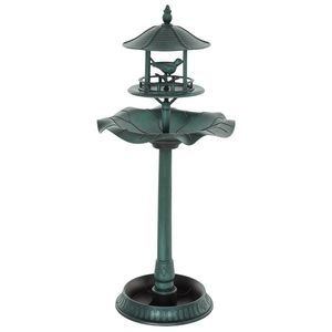 Outsunny Bain d'oiseaux Adăpător pentru Păsări ghiveci 3 în 1 Ø 50 x 113 cm polipropilenă verde-grizonat | Aosom Romania imagine