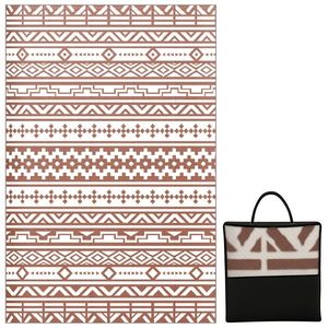 Outsunny Covor exterior reversibil 1, 8 x 2, 7 m, covor de sol cu model zid geometric din PP geantă de transport roșu și alb | Aosom Romania imagine