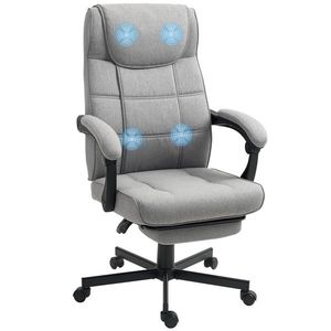 HOMCOM Scaun de birou cu funcție de masaj Scaun șefesc ergonomic cu funcție de relaxare Suport pentru picioare Gri | Aosom Romania imagine