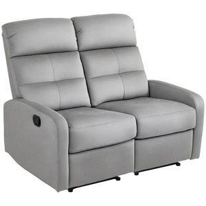 HOMCOM Fotoliu dublu, Fotoliu de relaxare cu spătar dublu reglabil și suport pentru picioare, pentru Living, Captușeală din Material Textil, Gri | Aosom Romania imagine