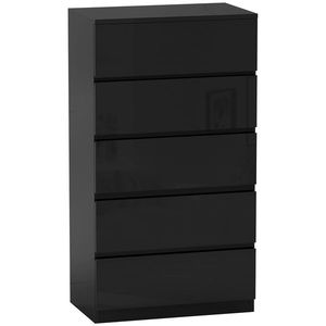 HOMCOM Comoda cu 5 sertare Comoda de stil modern pentru dormitor intrare living 55x34x100 cm Negru | Aosom Romania imagine