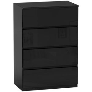 HOMCOM Comodă cu 4 sertare Comodă de stil modern pentru dormitor intrare living 55x34x80 cm Negru | Aosom Romania imagine