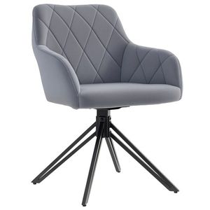 HOMCOM Fotoliu de accent in design retro imitatie catifea 58 cm x 60, 5 cm x 79 cm otel gri | Aosom Romania imagine