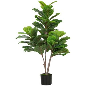 HOMCOM Fig Violin Artificial 110cm Planta artificiala, Plastica Plante artificiale in ghiveci, Decor moder Conta | Aosom Romania imagine