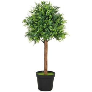 HOMCOM Plantă artificială Buxus 90cm, Plantă artificială în ghiveci de plastic pentru living | Aosom Romania imagine