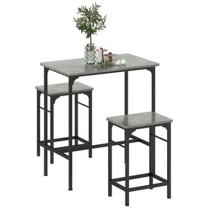 HOMCOM Set de bar Bartisch cu set de două taburete cu tampoane antiderapante pentru picioare, gri | Aosom Romania imagine