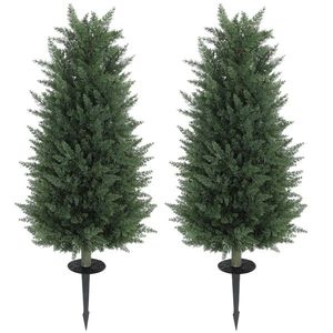 HOMCOM Set de 2 plante artificiale, chiparosi artificiali cu 831 de frunze fiecare, versatil, Verde | Aosom Romania imagine