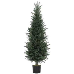 HOMCOM Chiparos artificial, 638 frunze din plastic, cu ghiveci, rezistent la UV, Verde | Aosom Romania imagine