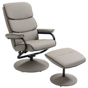 HOMCOM Fotoliu de relaxare cu puf, fotoliu TV cu spătar rabatabil, pivotant la 360° șezut căptușit confortabil, gri | Aosom Romania imagine