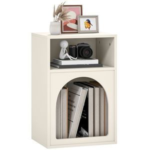 HOMCOM Noptieră Estel cu 2 Compartimente Deschise Model în Forma de Arc 40x30x60 cm Cremă | Aosom Romania imagine
