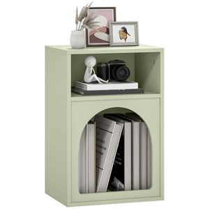 HOMCOM Noptieră Subțire cu 2 Compartimente Deschise, Design în Formă de Arc 40x30x60 cm Verde | Aosom Romania imagine