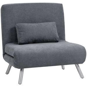 HOMCOM Fotoliu cu functie de pat, design 2-in-1, fotoliu de dormit, pat de oaspeti, husa material, cu perna, Gri inchis | Aosom Romania imagine