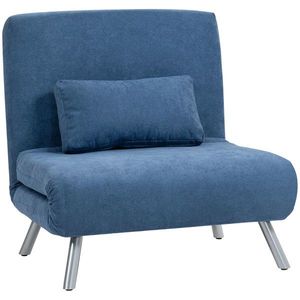 HOMCOM Fotoliu tapitat cu funcție de pat, design 2-in-1, Fotoliu de dormit, Pat de oaspeți, Husă de stofă, cu pernă, Albastru | Aosom Romania imagine