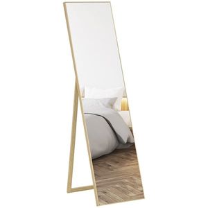 HOMCOM Oglindă rectangulară de podea pentru vestiar, living, baie, hol 40 x 47 x 147 cm natural | Aosom Romania imagine