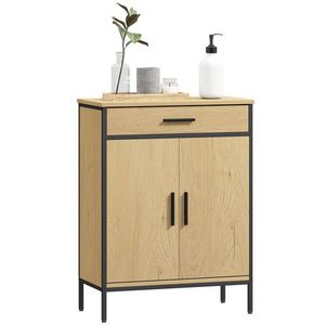 HOMCOM Mobilier de baie cu sertar, dulap cu ușă, raft reglabil și balamale cu închidere, 60 x 30 x 80 cm, stejar | Aosom Romania imagine